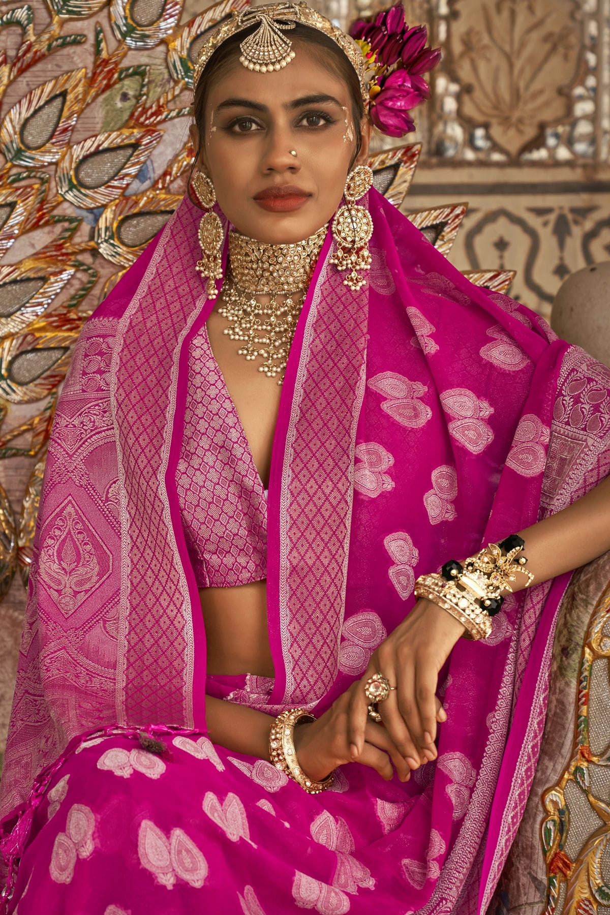 Pink Colour Georgette Traditional Saree VSSD1290176