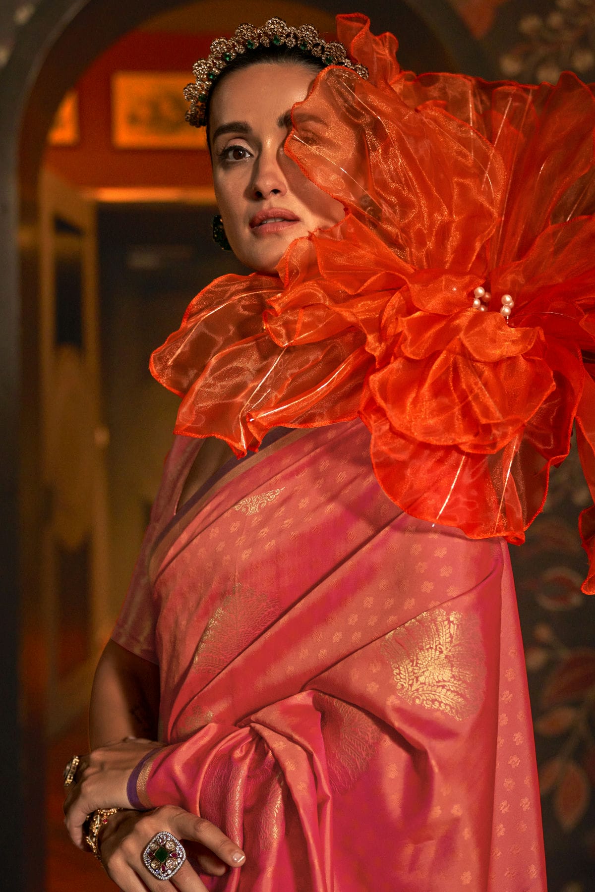 Pink Colour Handloom Weaving Silk Woven Work Saree VSSD1290076