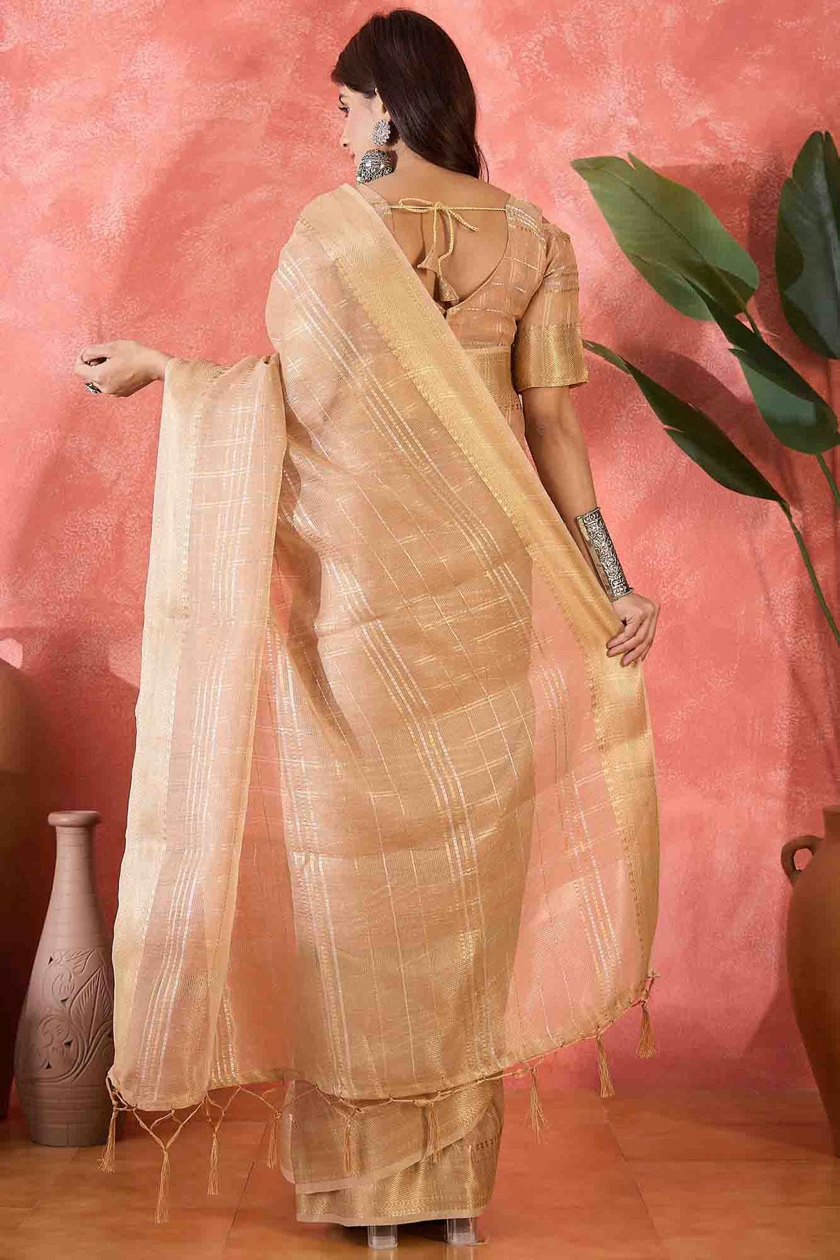 Pink Colour Khadi Organza Traditional Saree VSSD1113884
