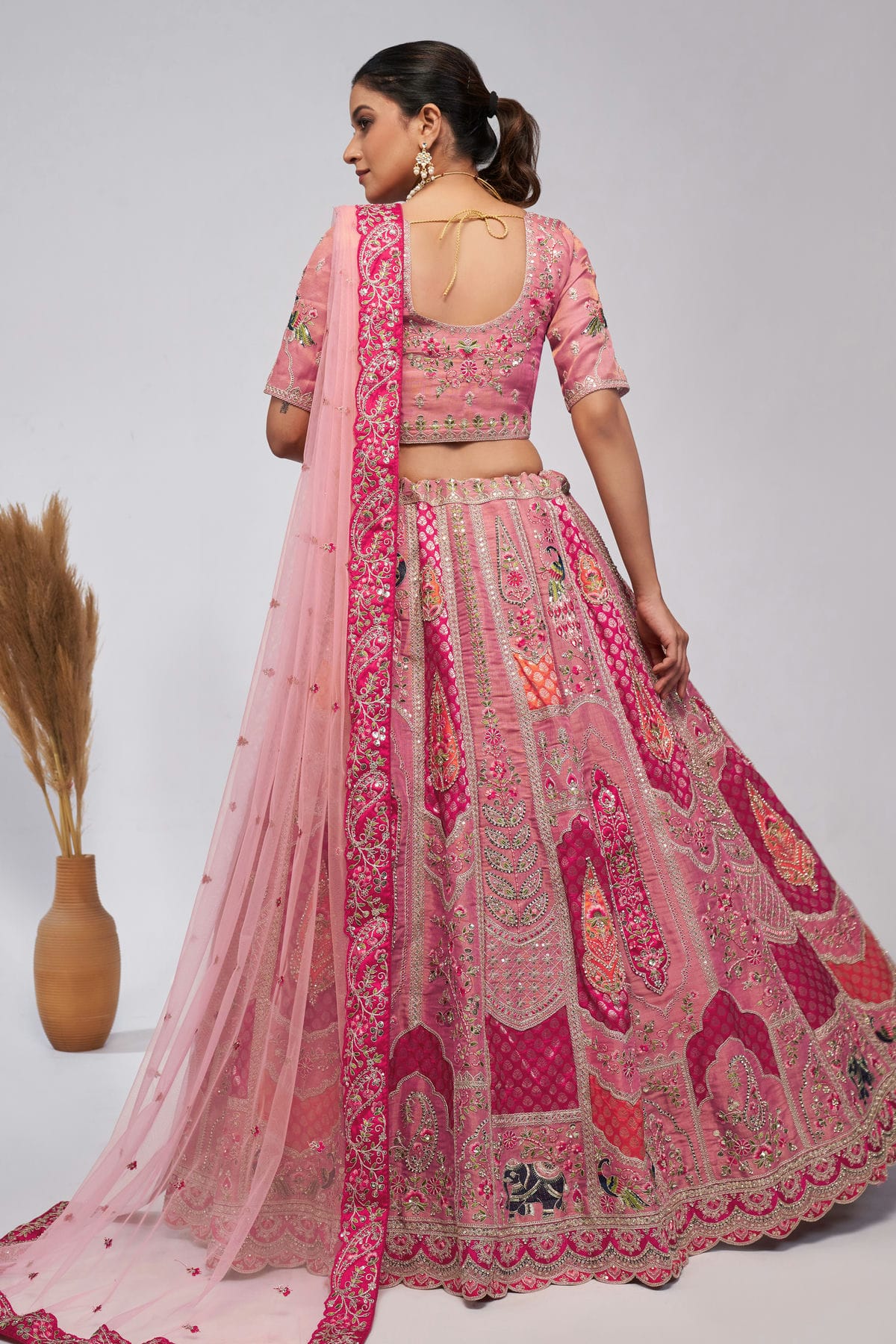 Pink Colour Organza Silk Lehenga Choli VSLC1030050