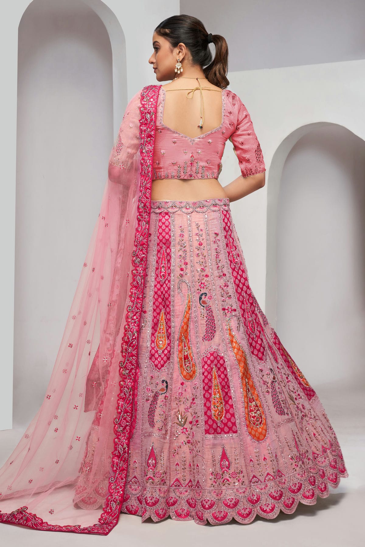 Pink Colour Organza Silk Lehenga Choli VSLC1030062