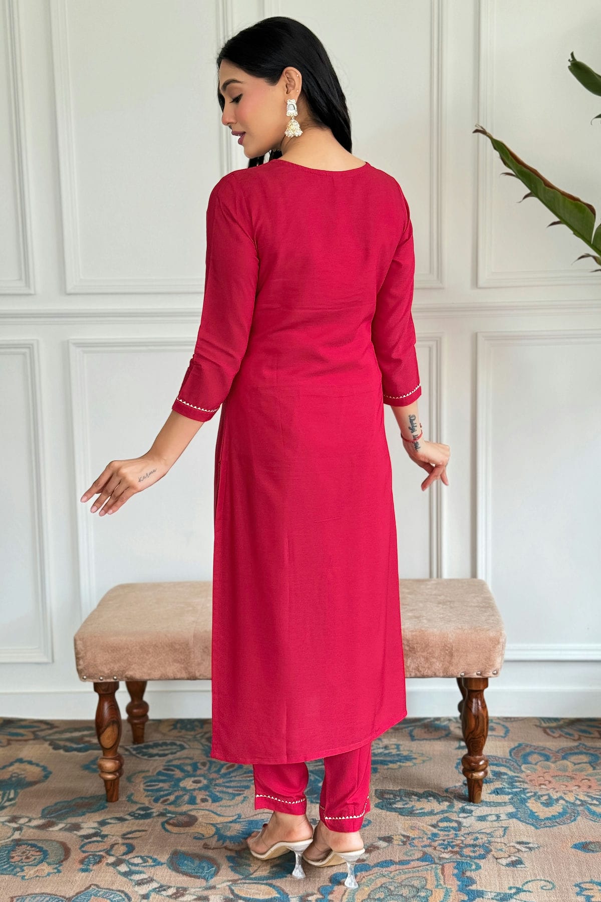 Pink Colour Rayon Stitched Salwar Suit