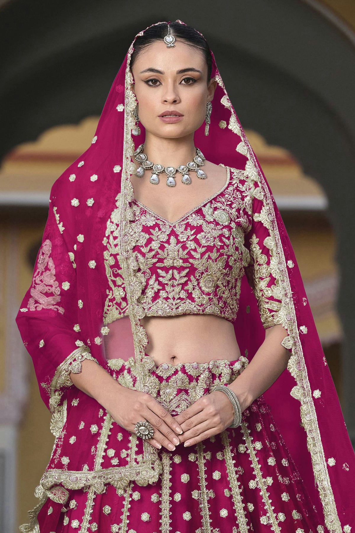 Pink Colour Semi Stitched Butterfly Net Lehenga Choli VSLC1112509