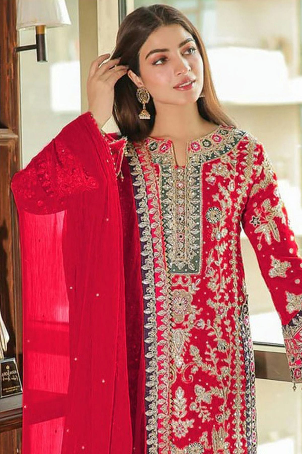 Pink Colour Semi Stitched Chinon Silk Pakistani Suit VSSM1140283