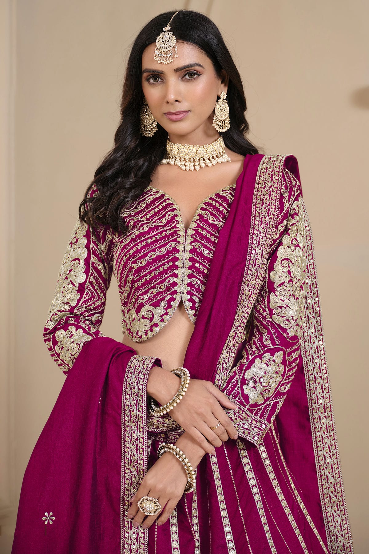 Pink Colour Semi Stitched Shimmer Art Silk Lehenga Choli