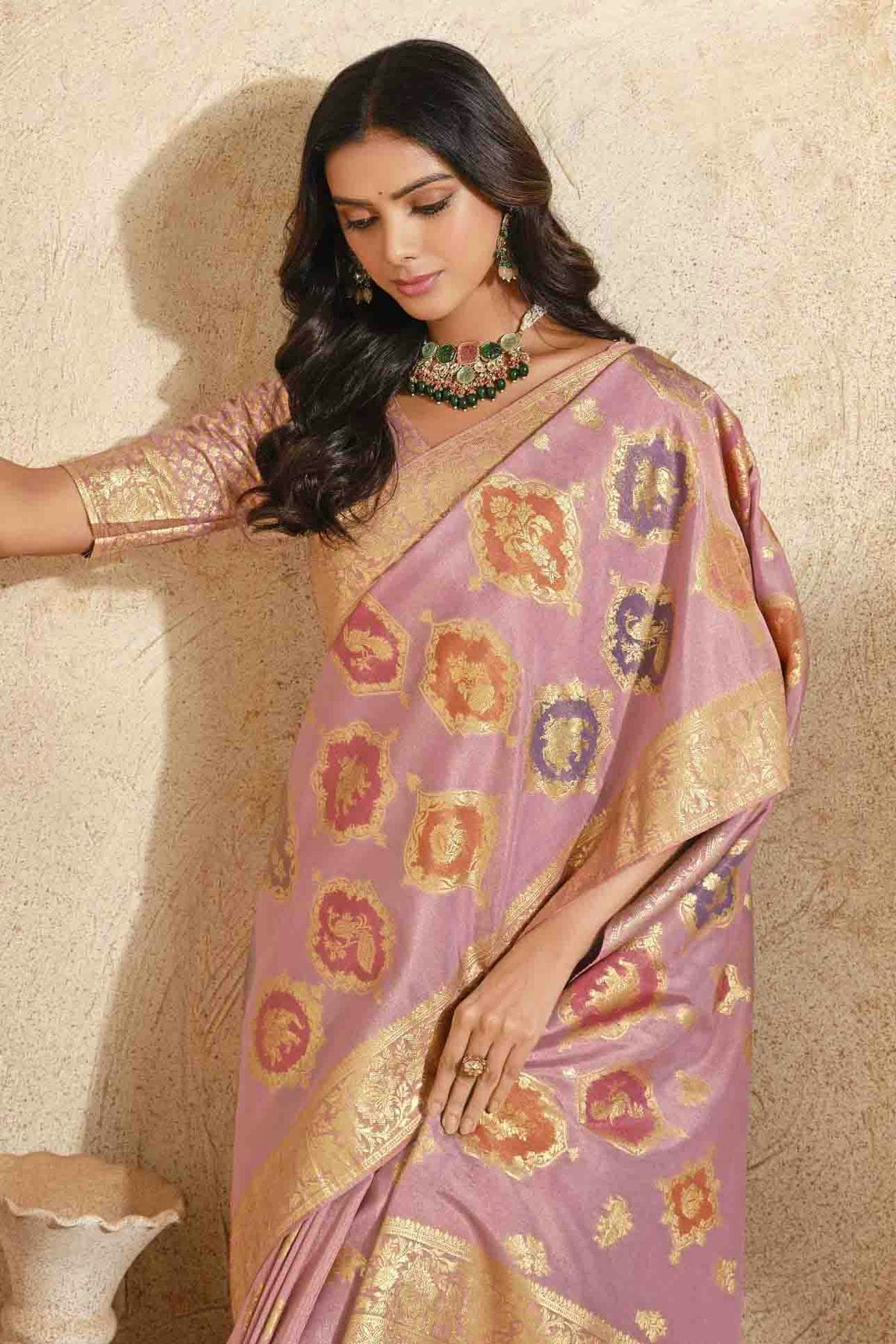 Pink Colour Silk Zari Work Traditional Saree VSSD1113575