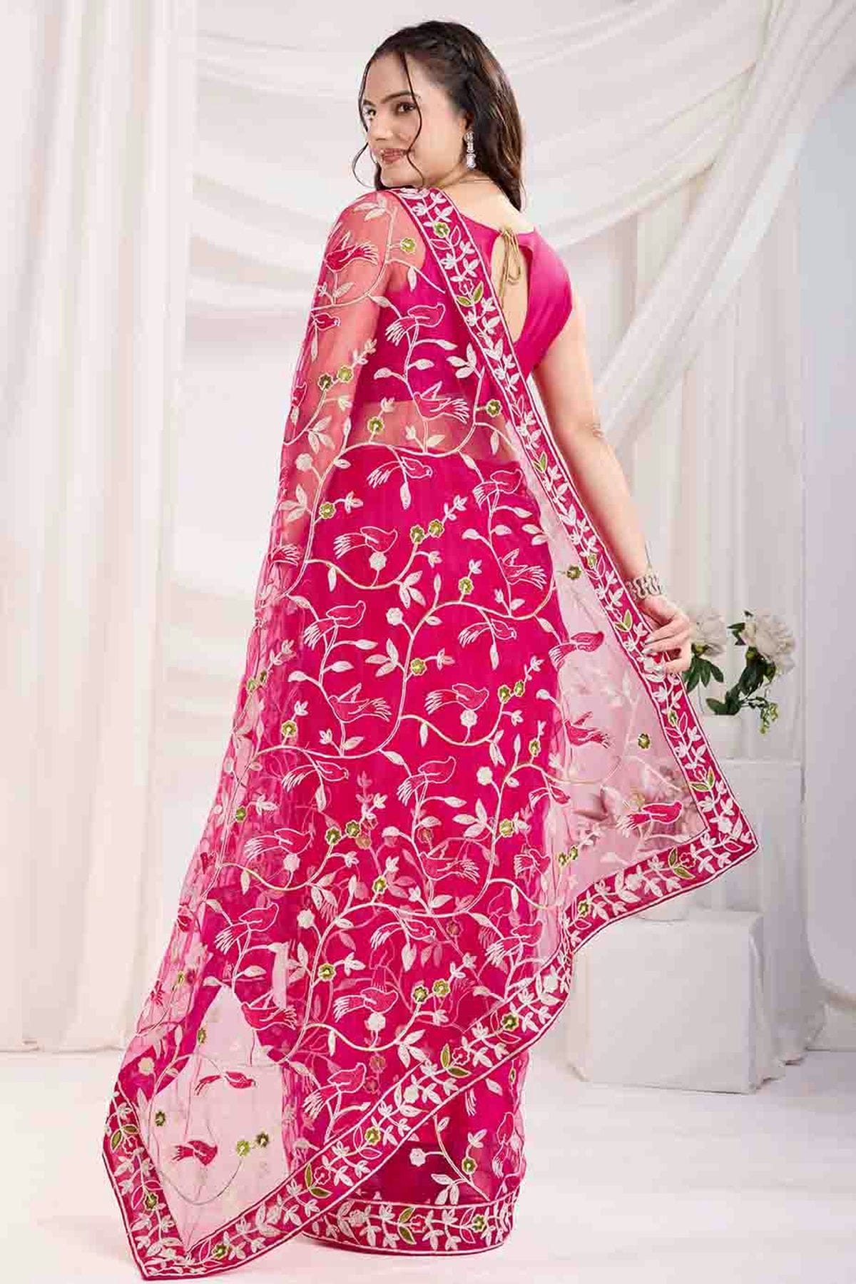 Pink Colour Soft Net Designer Saree VSSD1112862