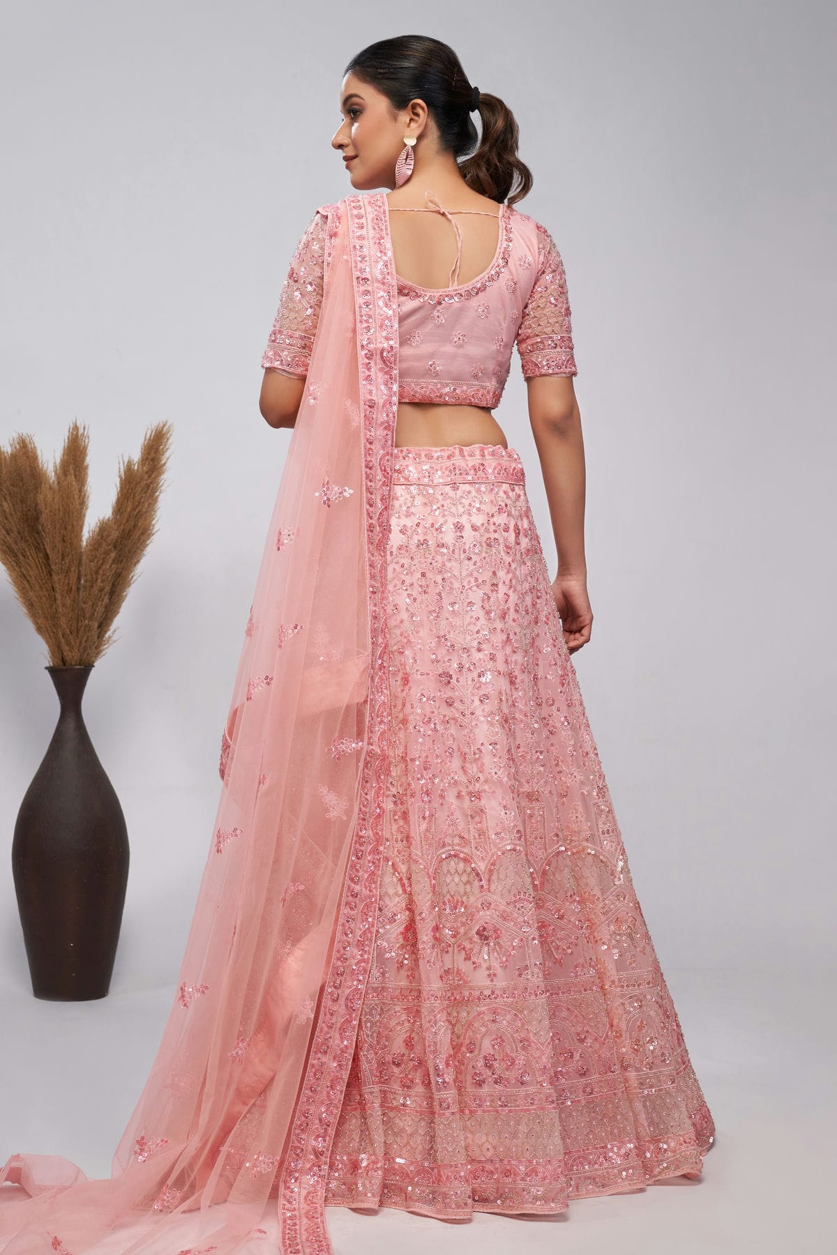 Pink Colour Soft Net Lehenga Choli VSLC1030007