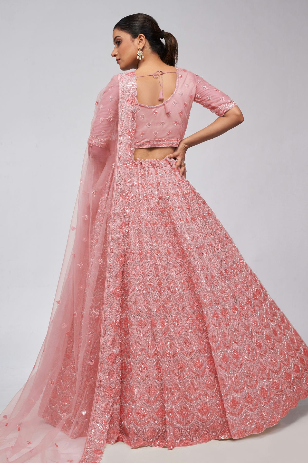 Pink Colour Soft Net Lehenga Choli VSLC1030018