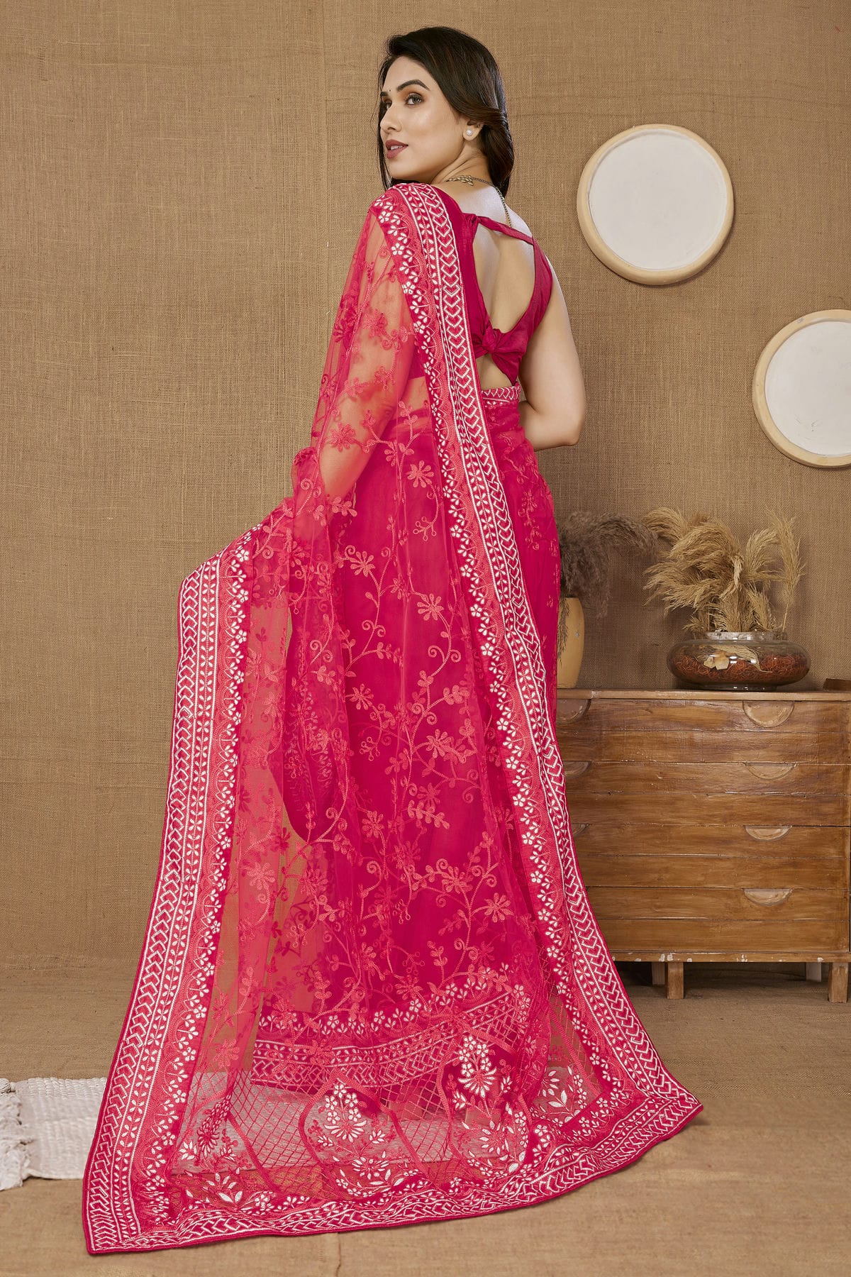 Pink Colour Soft Net Saree VSSD1110201