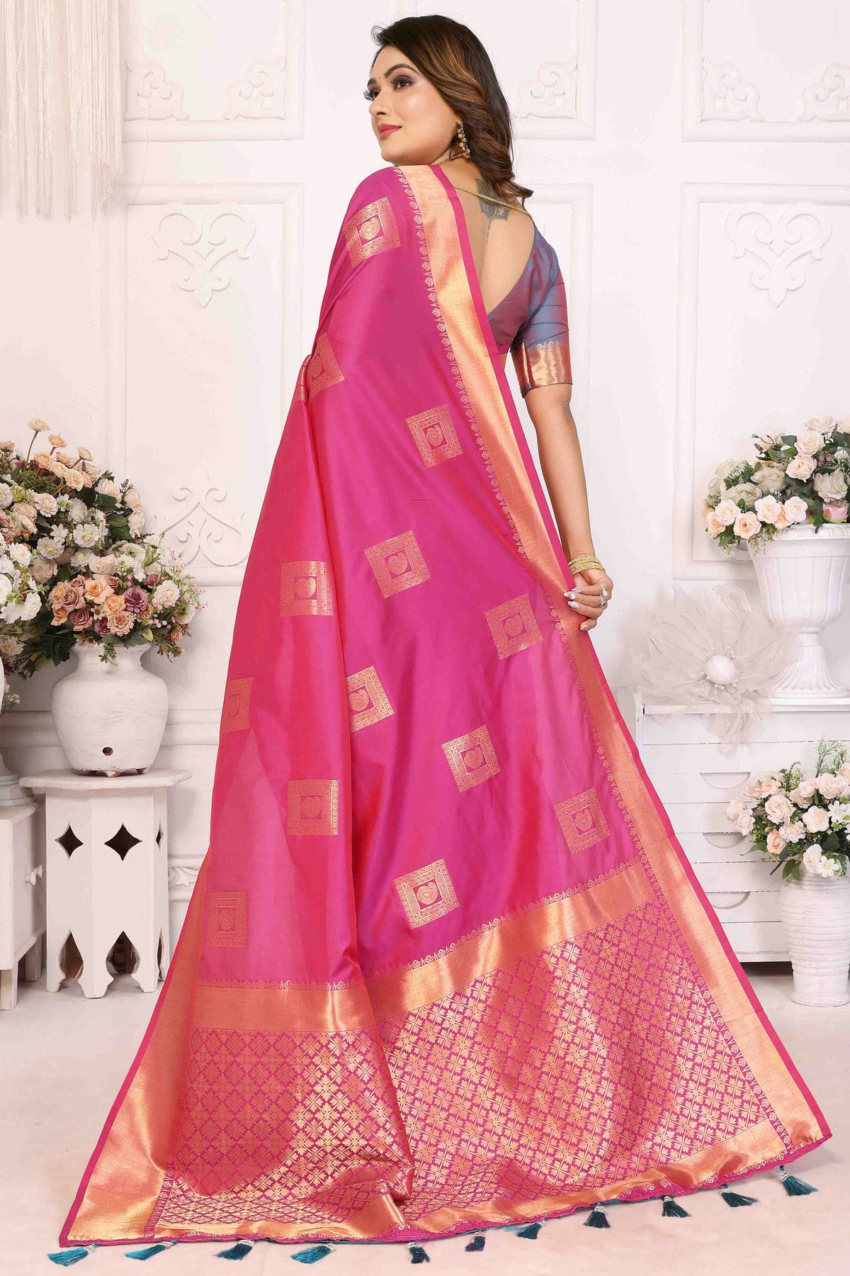Pink Colour Soft Silk Traditional Saree