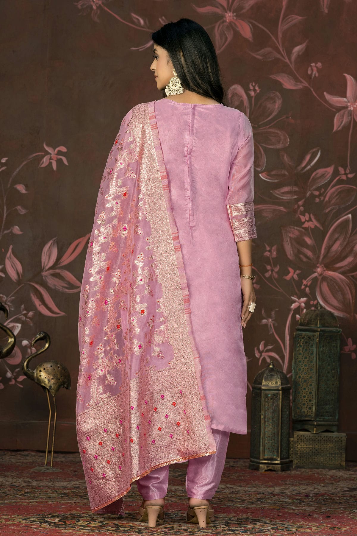 Pink Colour Unstitched Banarasi Jacquard Straight Suit VSUS1161304