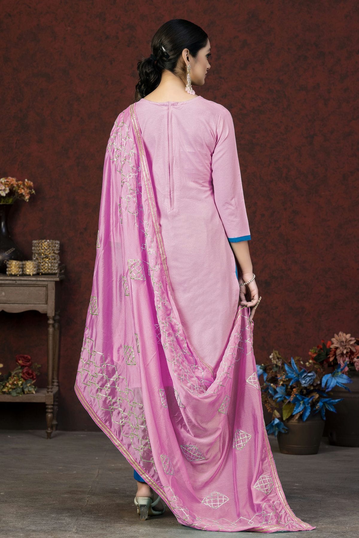 Pink Colour Unstitched Glass Cotton Fabric Straight Suit VSUS1160892