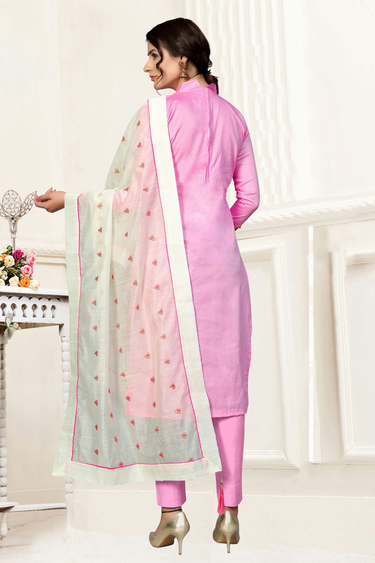 Pink Colour Unstitched Glass Cotton Straight Suit VSUS1160868