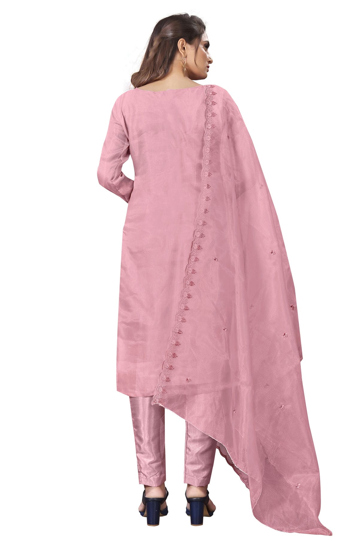Pink Colour Unstitched Organza Straight Suit VSUS1160658