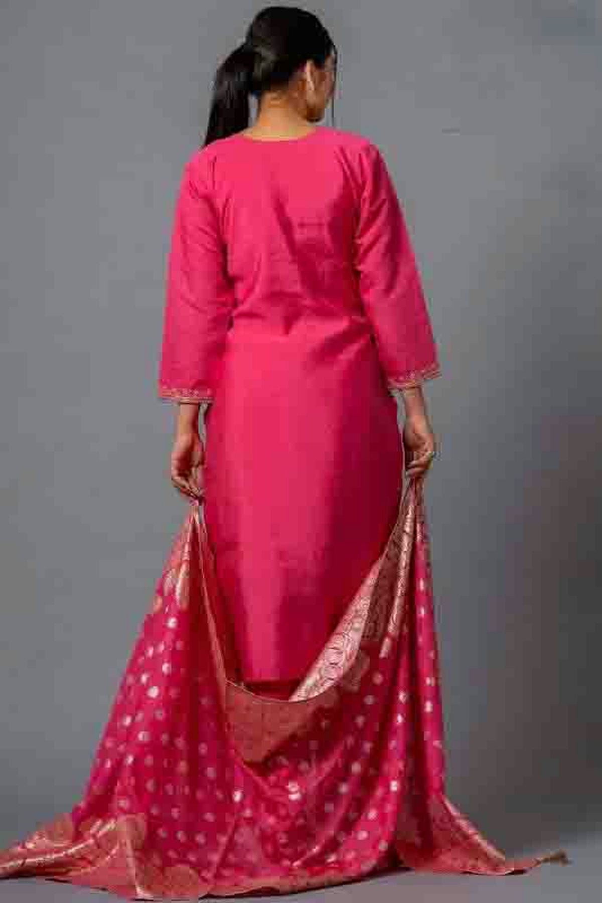 Pink Colour Viscose Chanderi Embroidery Pant Style Suit VSSS1113649