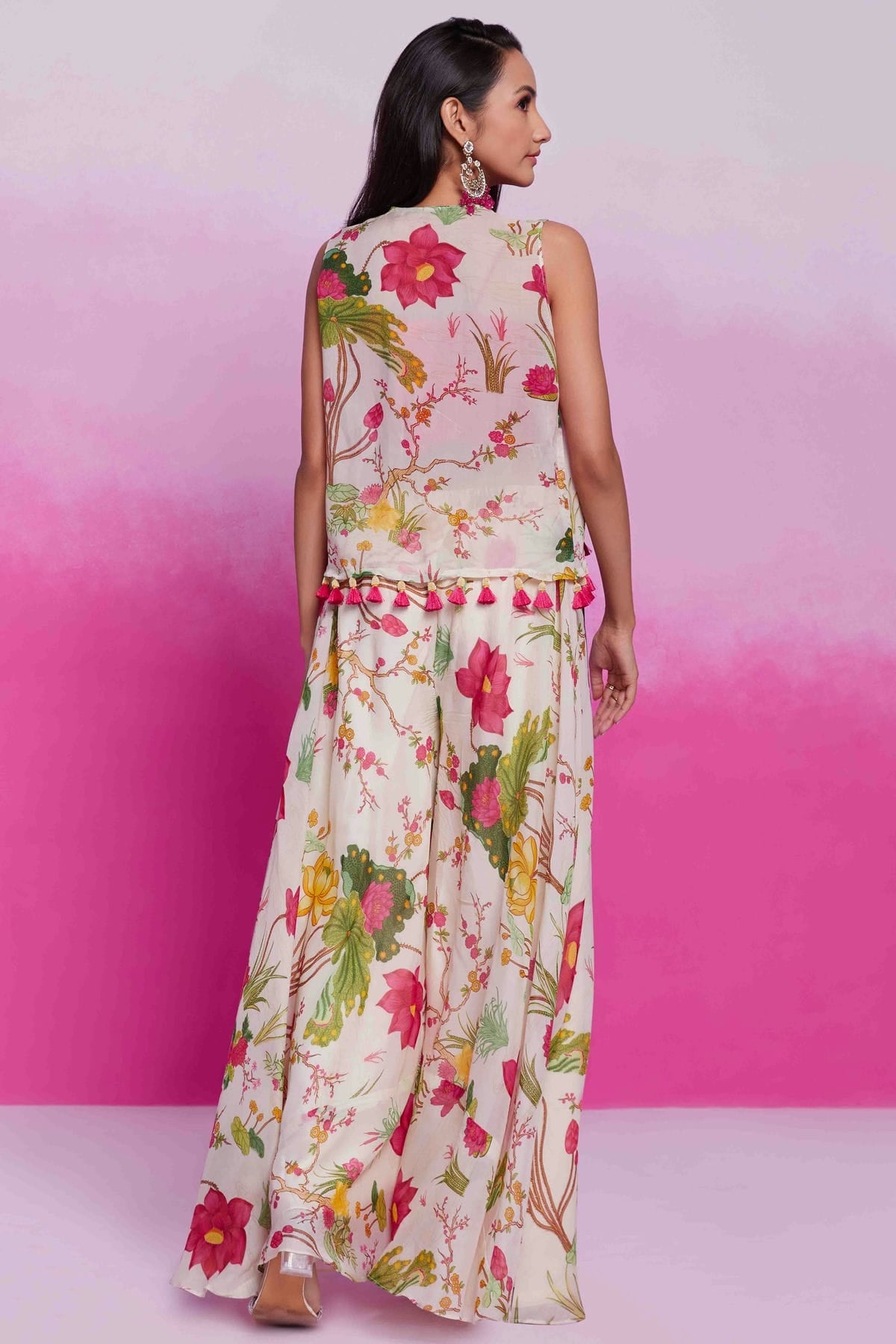 Pink and Off White Colour Organza and Cotton Silk Co-Ord Set VSTP1080940