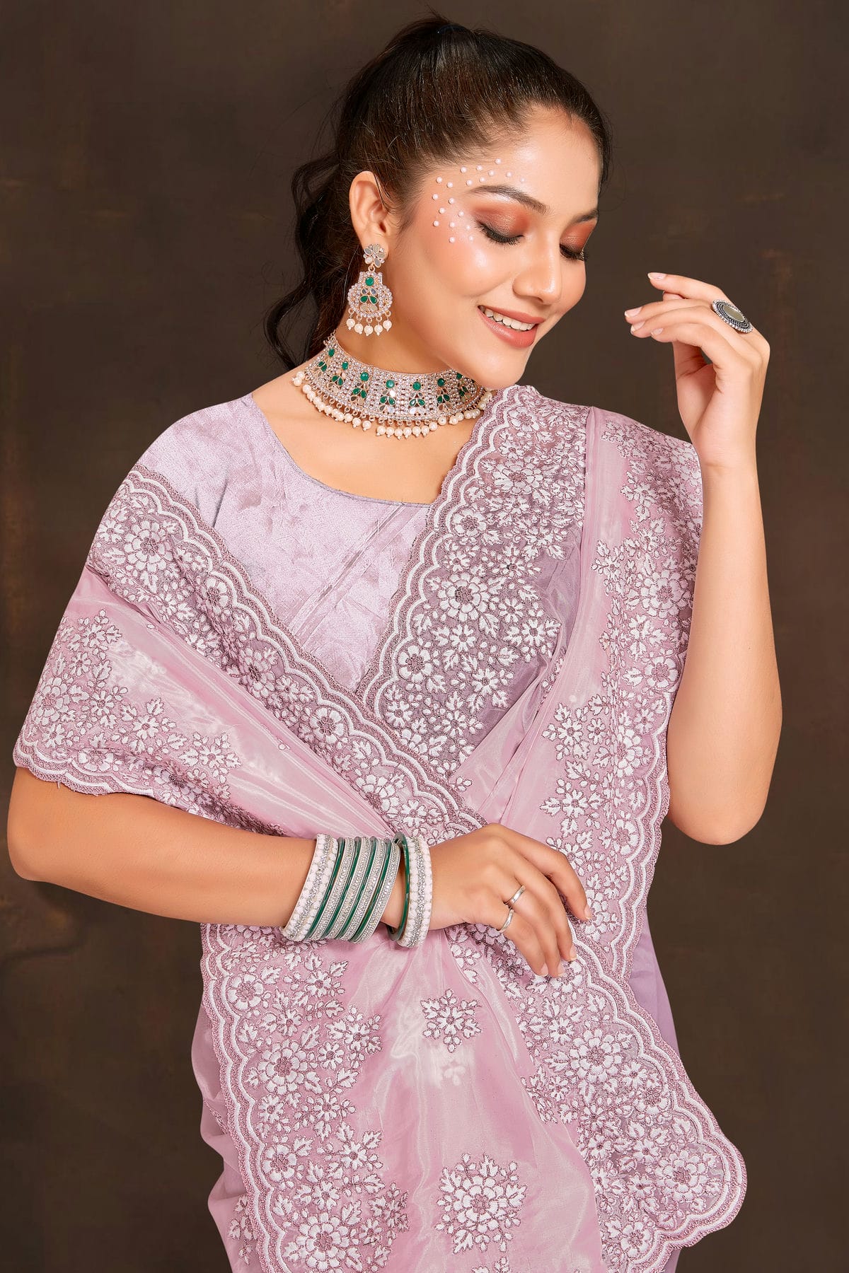 Pink Colour Organza Saree VSSD1090953