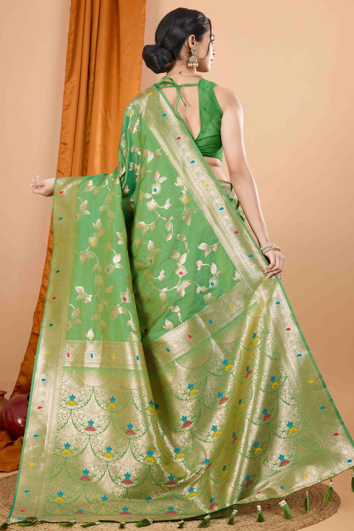 Pista Green Colour Banarasi Silk Woven Work Traditional Saree VSSD1113542