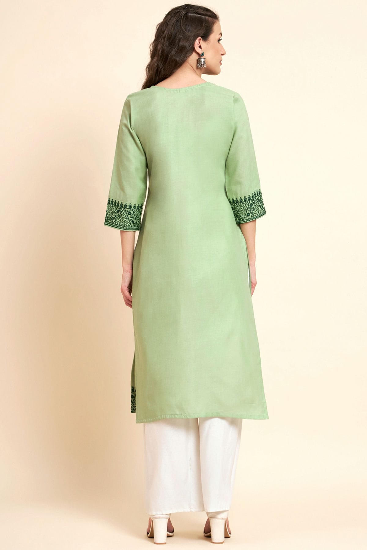 Pista Green Colour Cotton Kurti VSKR1111055