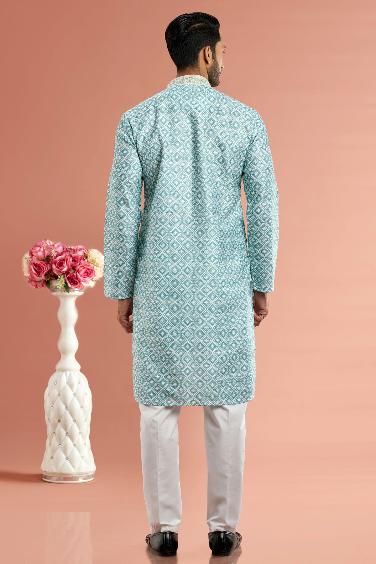 Pista Green Colour Cotton Thread Work Kurta Pajama VSKP1230166