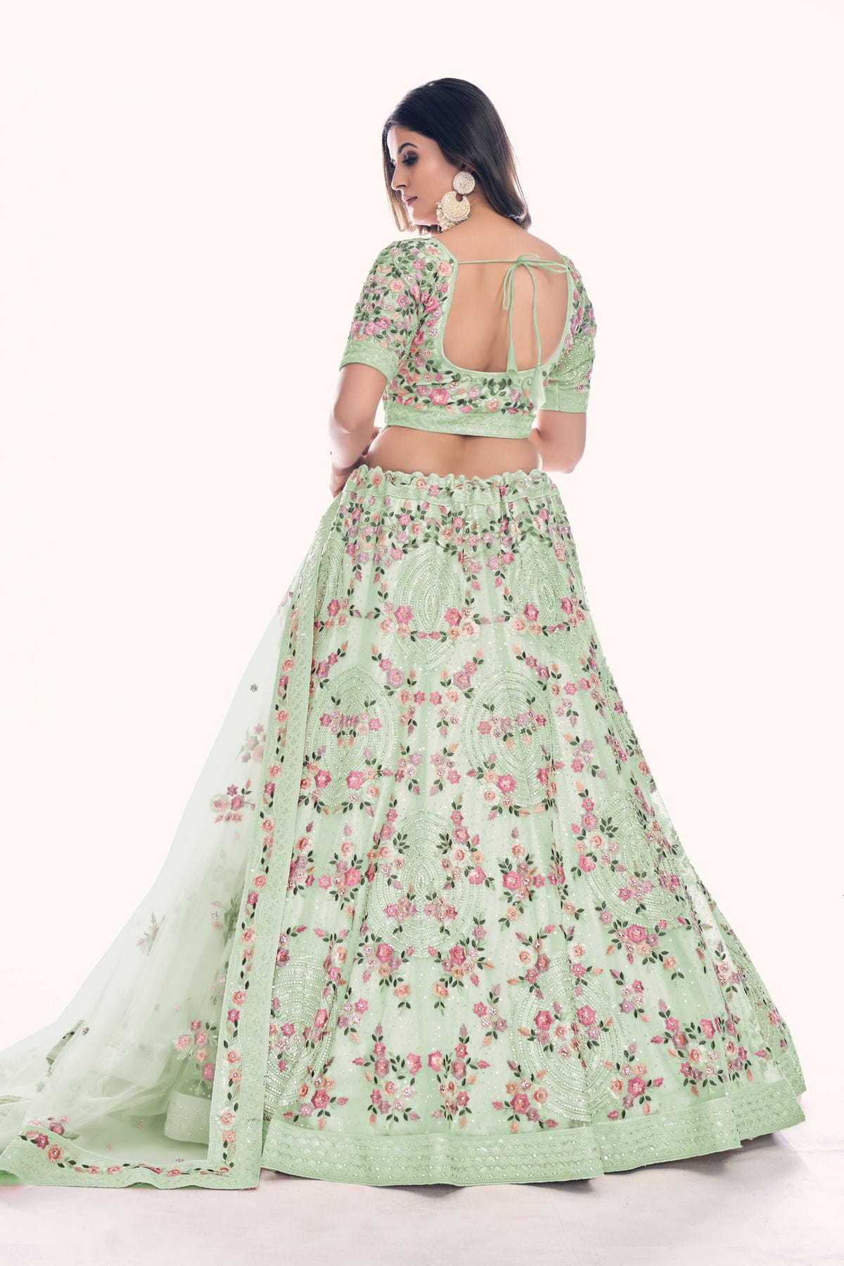 Pista Green Colour Embroidery Soft Net Lehenga Choli VSLD1080760