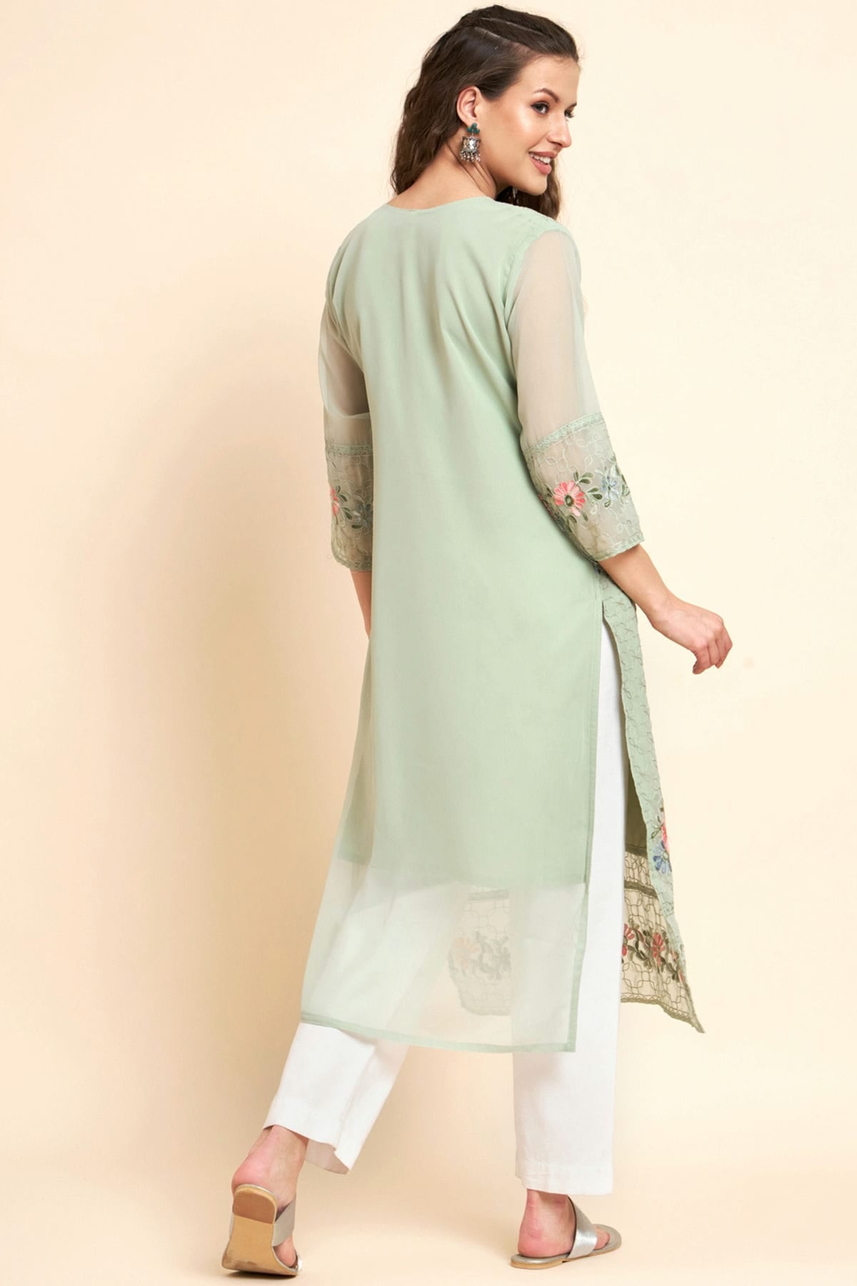 Pista Green Colour Georgette Kurti VSKR1111061
