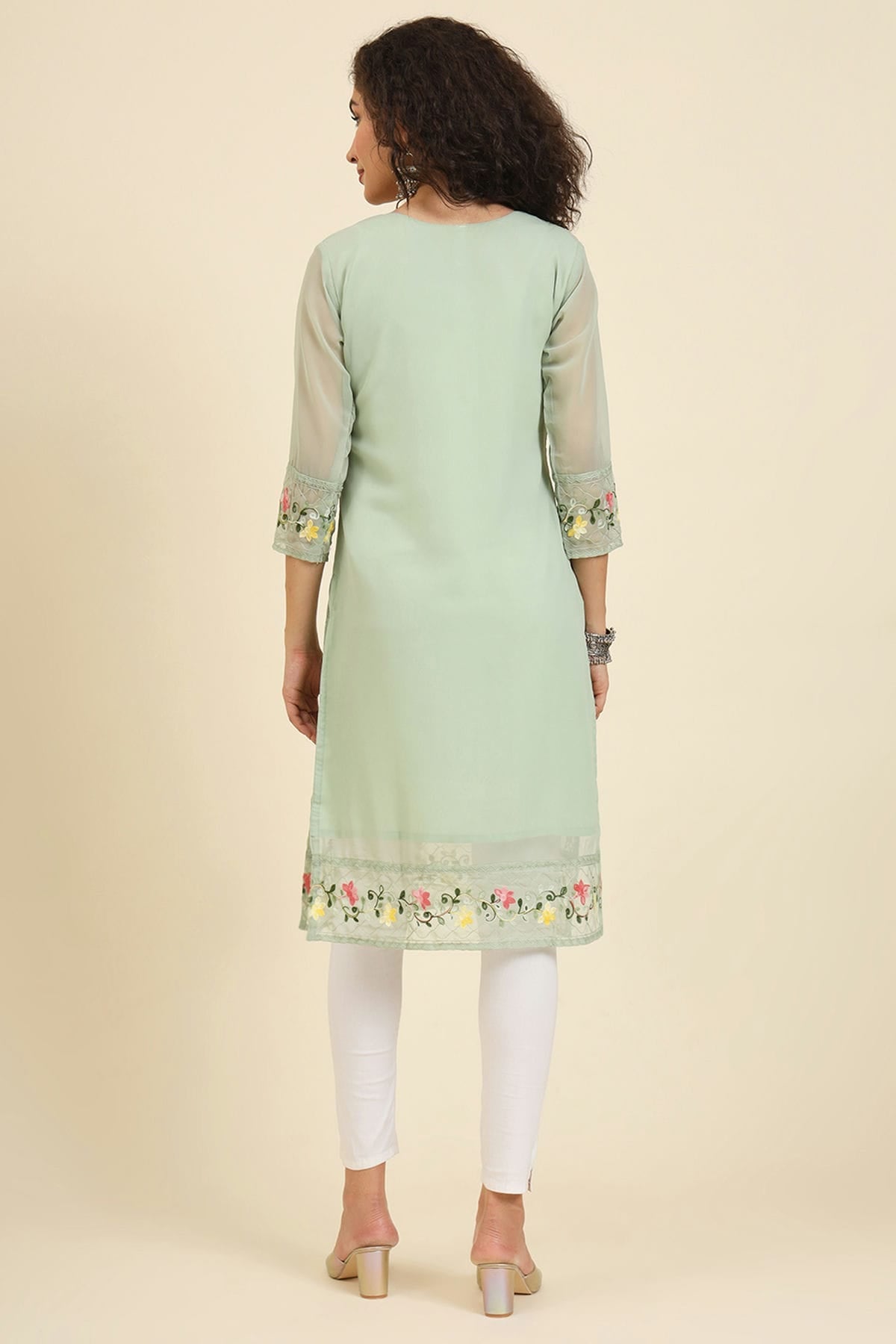 Pista Green Colour Georgette Kurti VSKR1111235