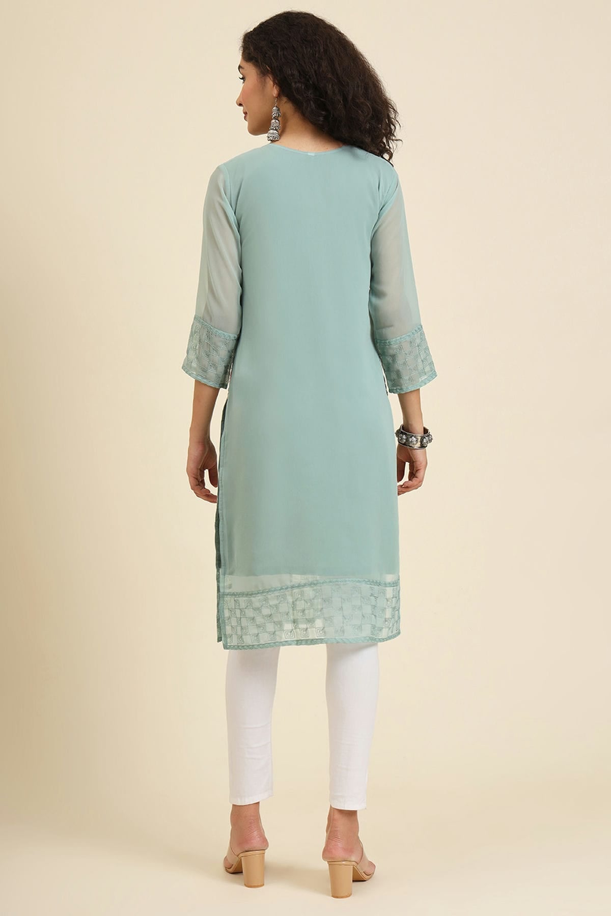 Pista Green Colour Georgette Kurti VSKR1111239