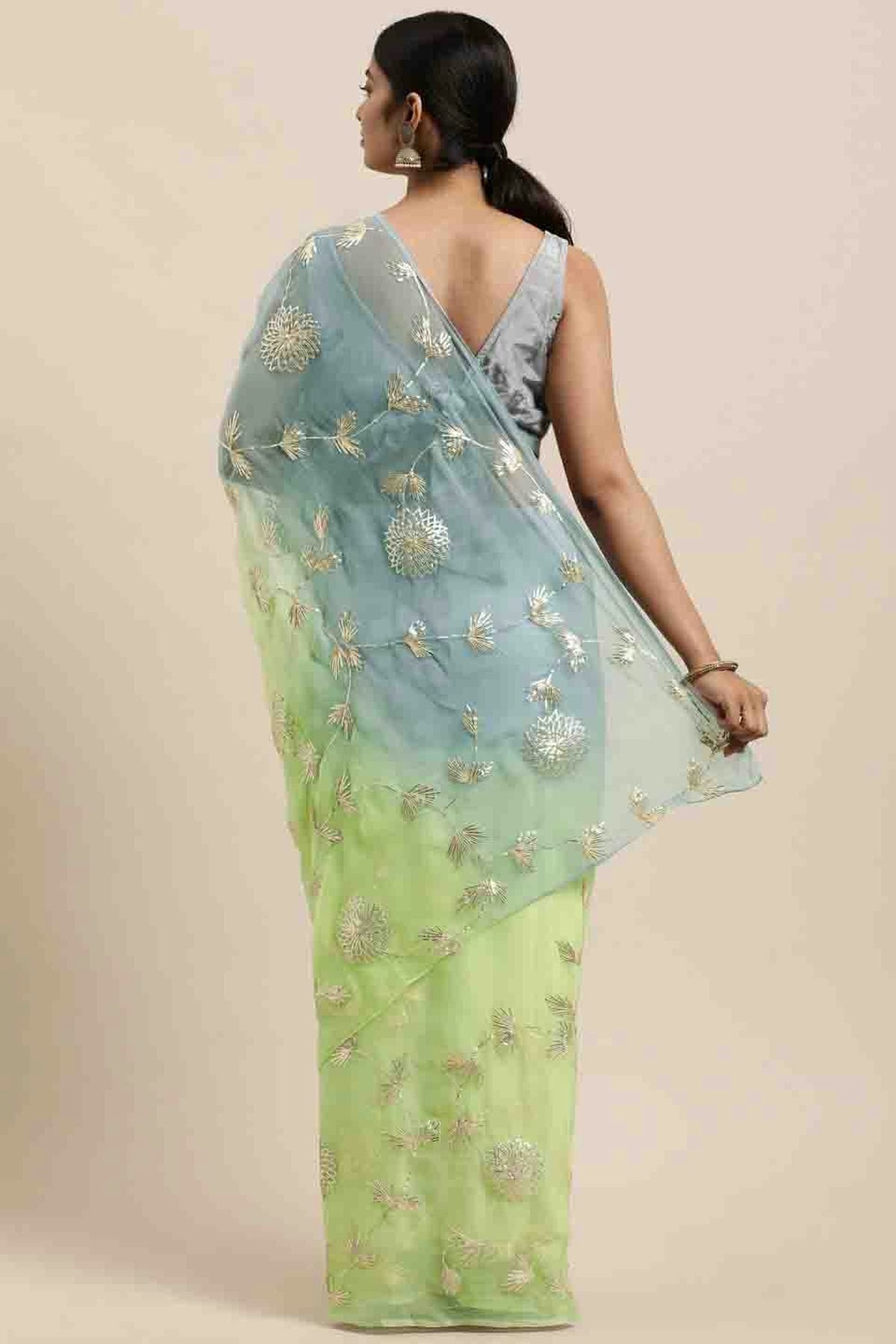 Pista Green Colour Gota Patti Work Organza Designer Saree VSSD1113398