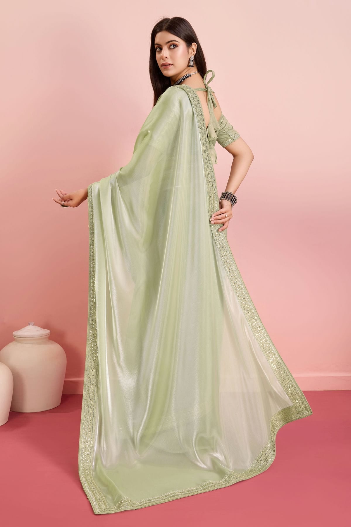 Pista Green Colour Jimmy Choo Saree VSSD1110452