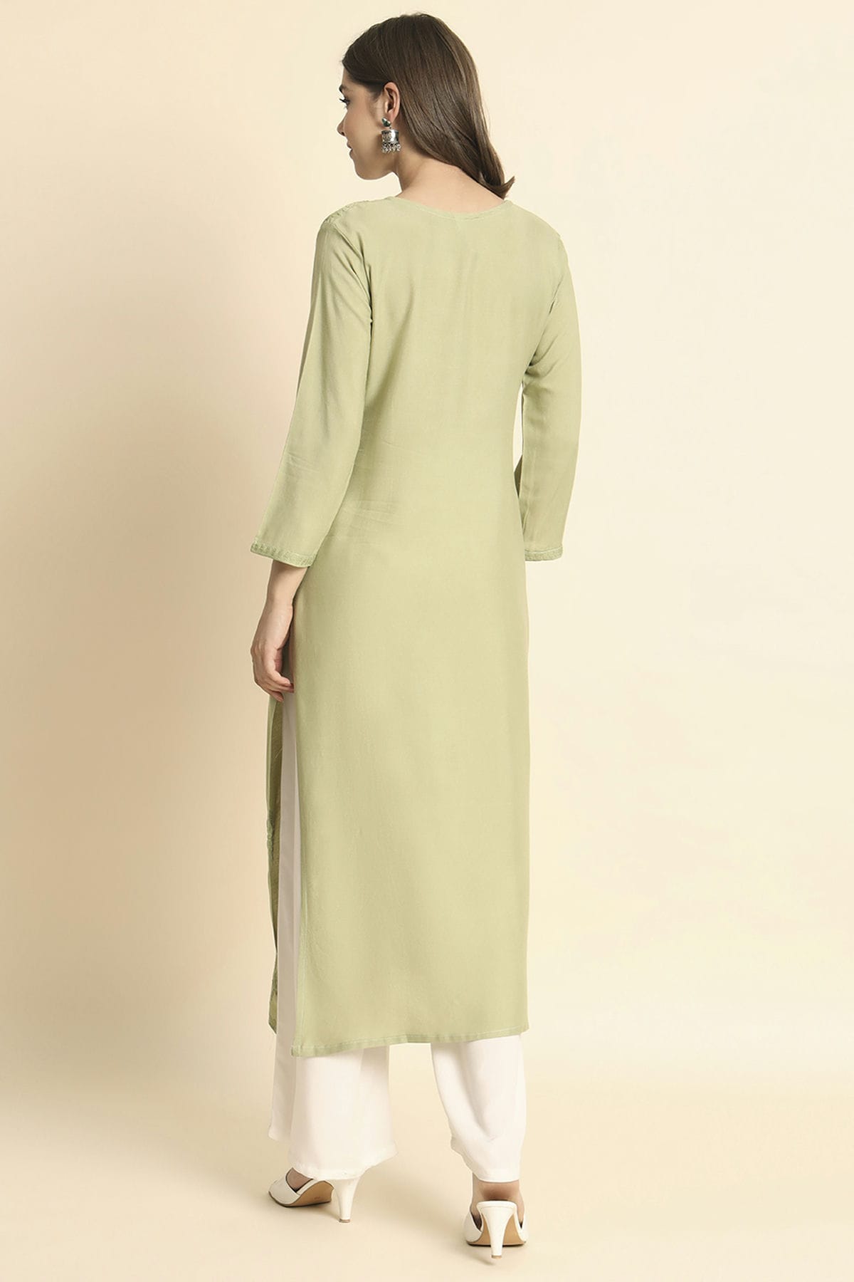 Pista Green Colour Rayon Kurti VSKR1111118
