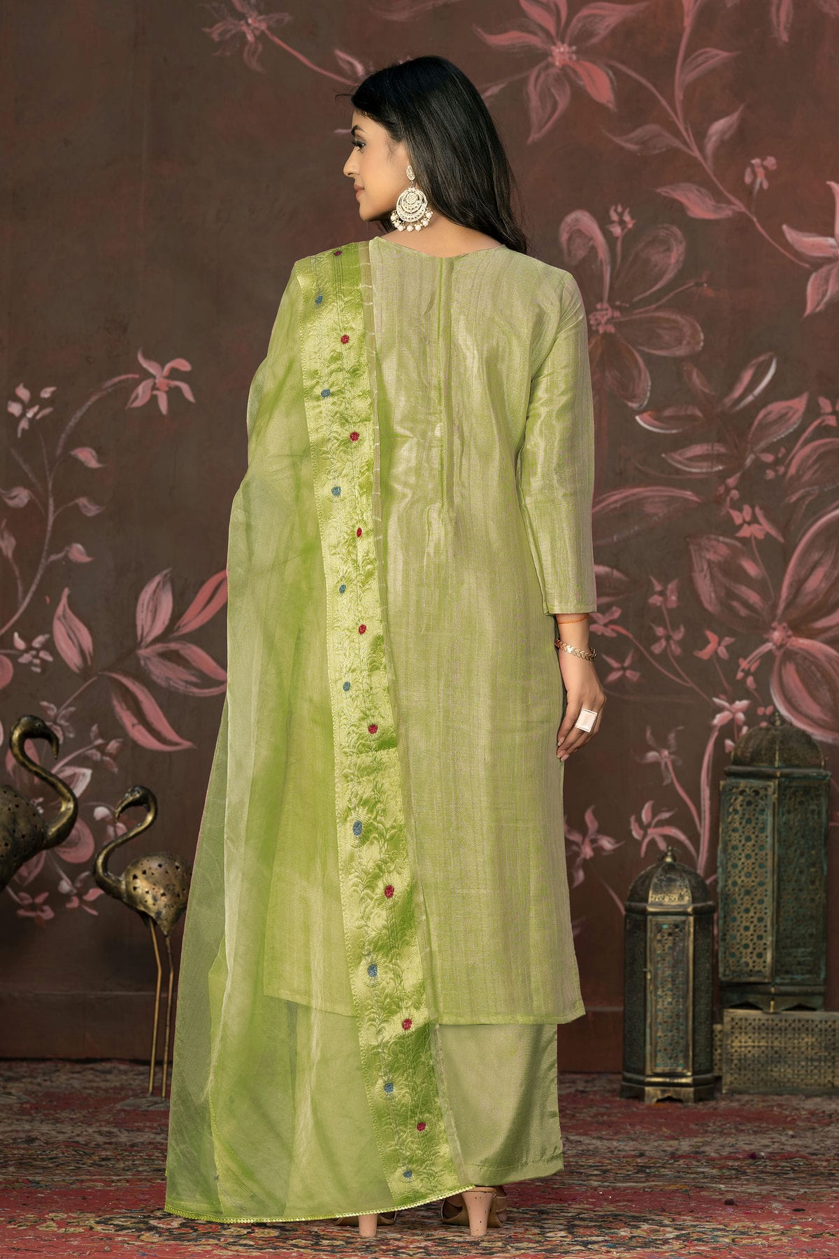 Pista Green Colour Unstitched Modal Cotton Jacquard Straight Suit VSUS1161282