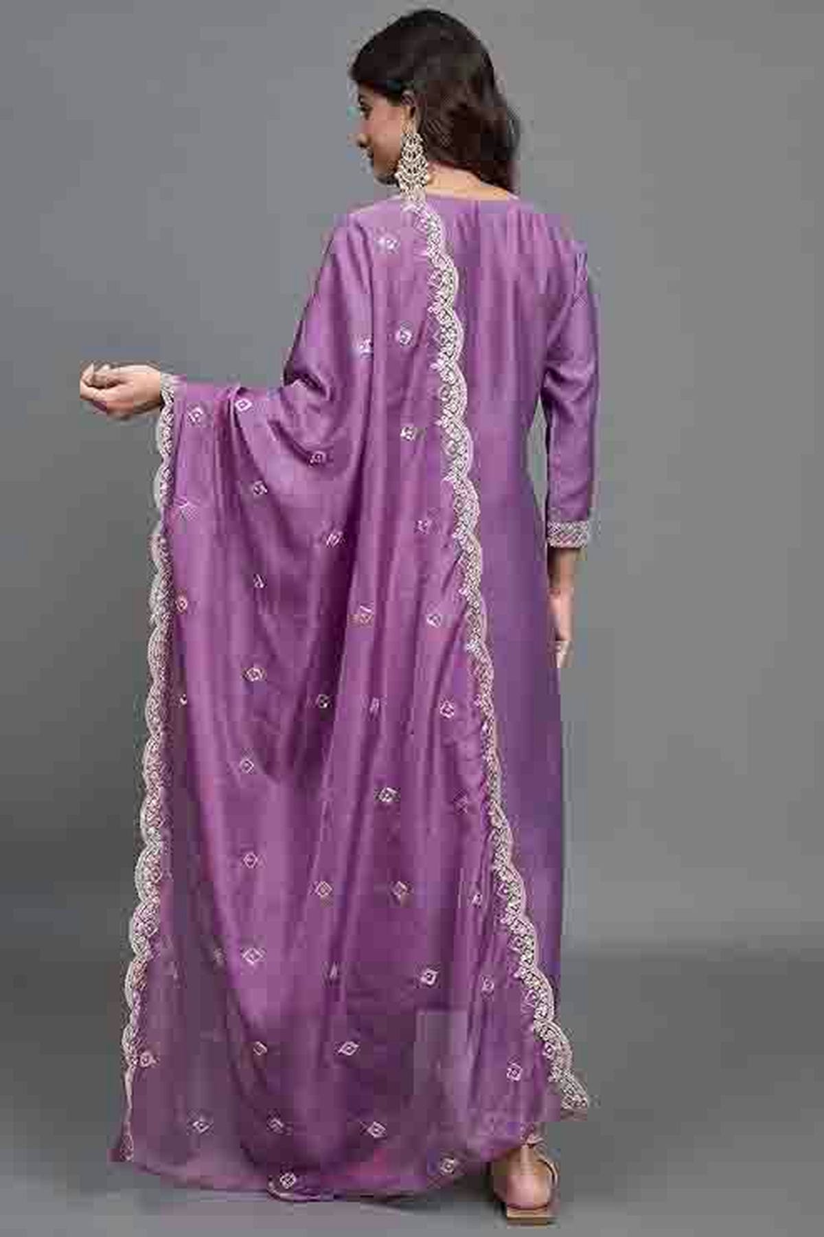 Purple Colour Chinon Viscose Embroidery Pant Style Suit VSSS1113644