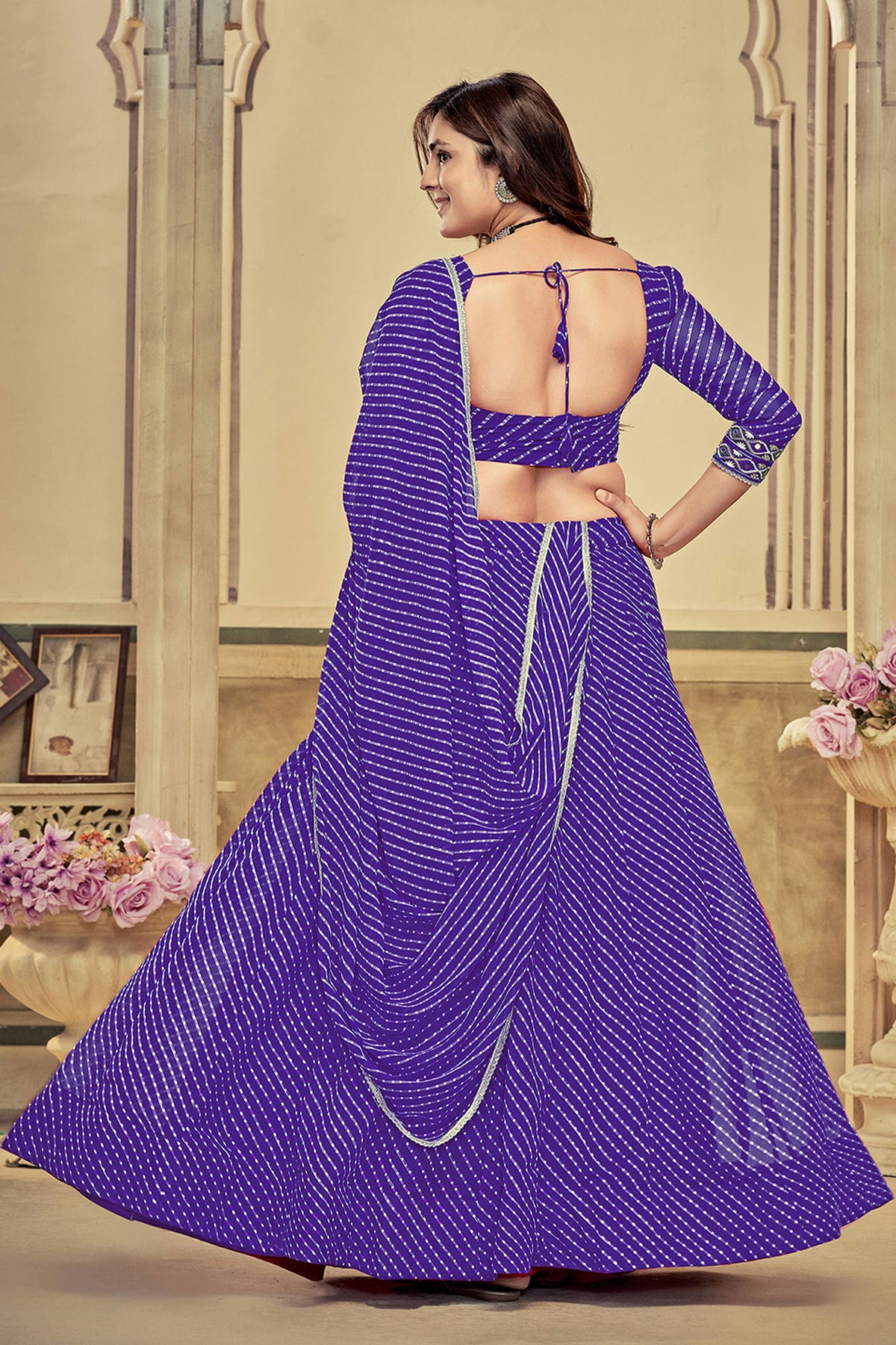 Purple Colour Embroidery Work Georgette Navratri Lehenga VSLD1170017