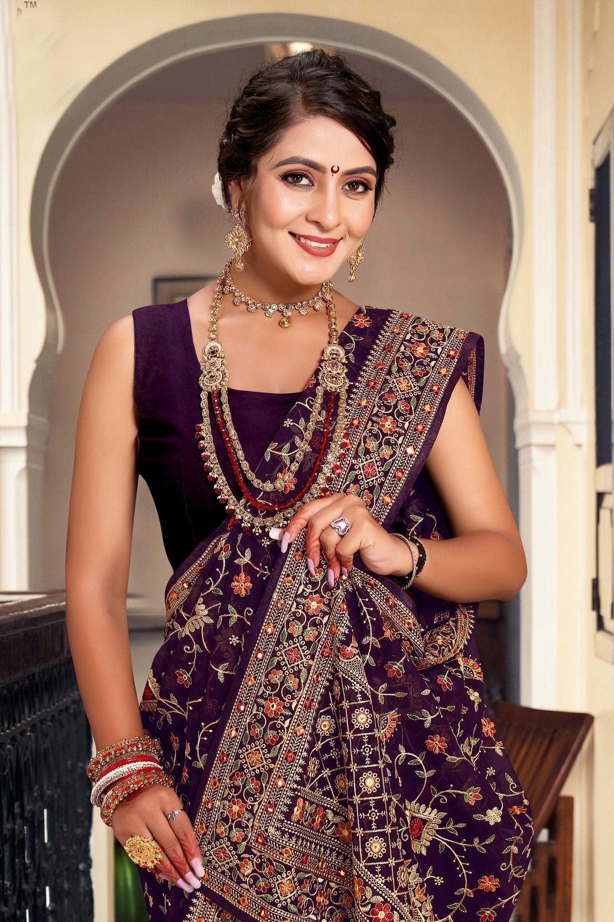 Purple Colour Georgette Designer Saree VSLC1121644