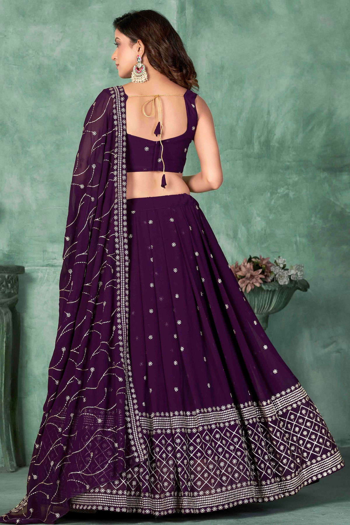 Purple Colour Georgette Semi Stitched Lehenga Choli VSLC1170045