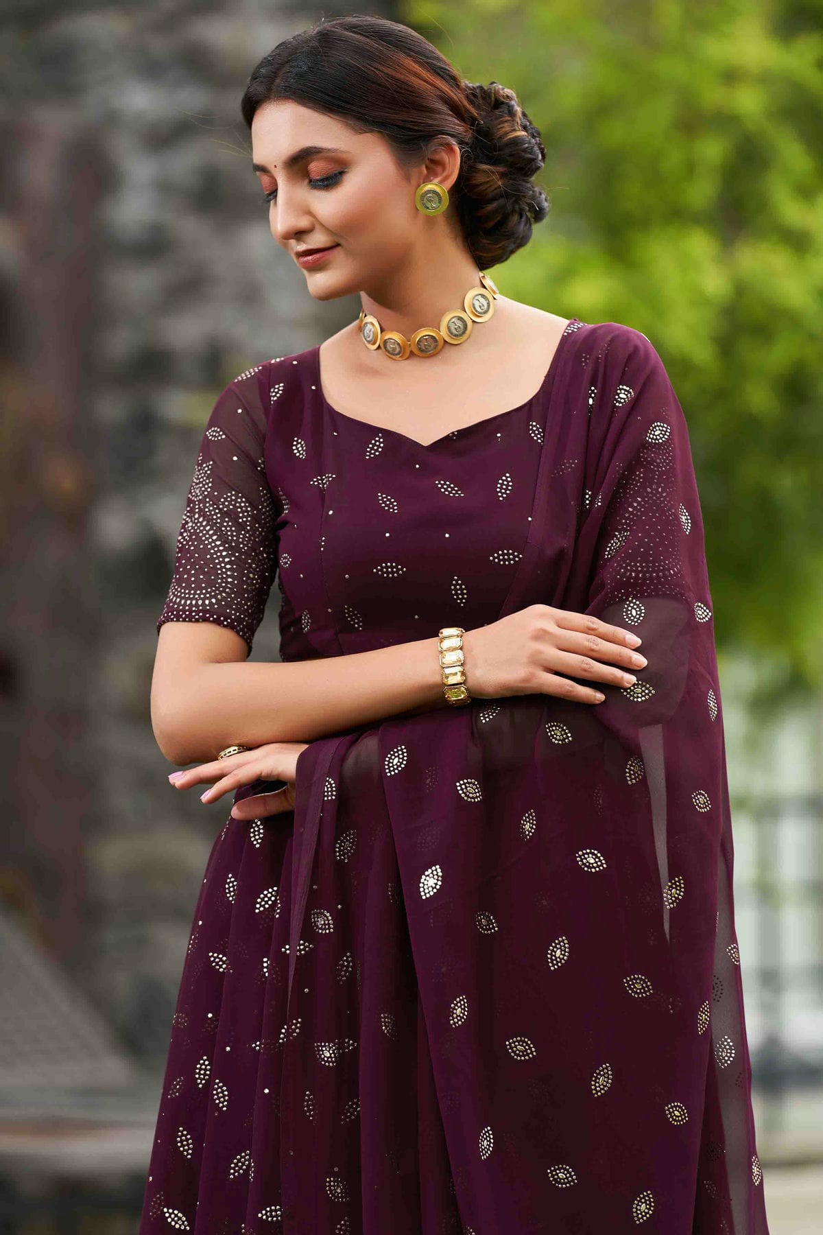 Purple Colour Georgette Semi Stitched Lehenga Choli VSLC1170060