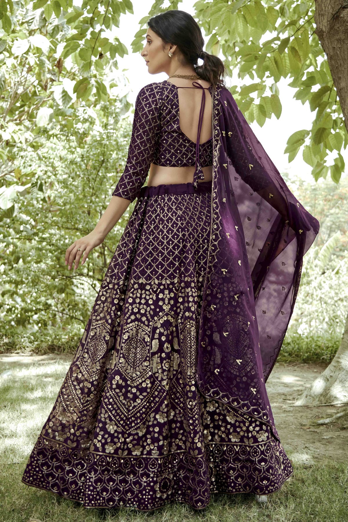 Purple Colour Georgette Semi Stitched Lehenga Choli VSLC1170081