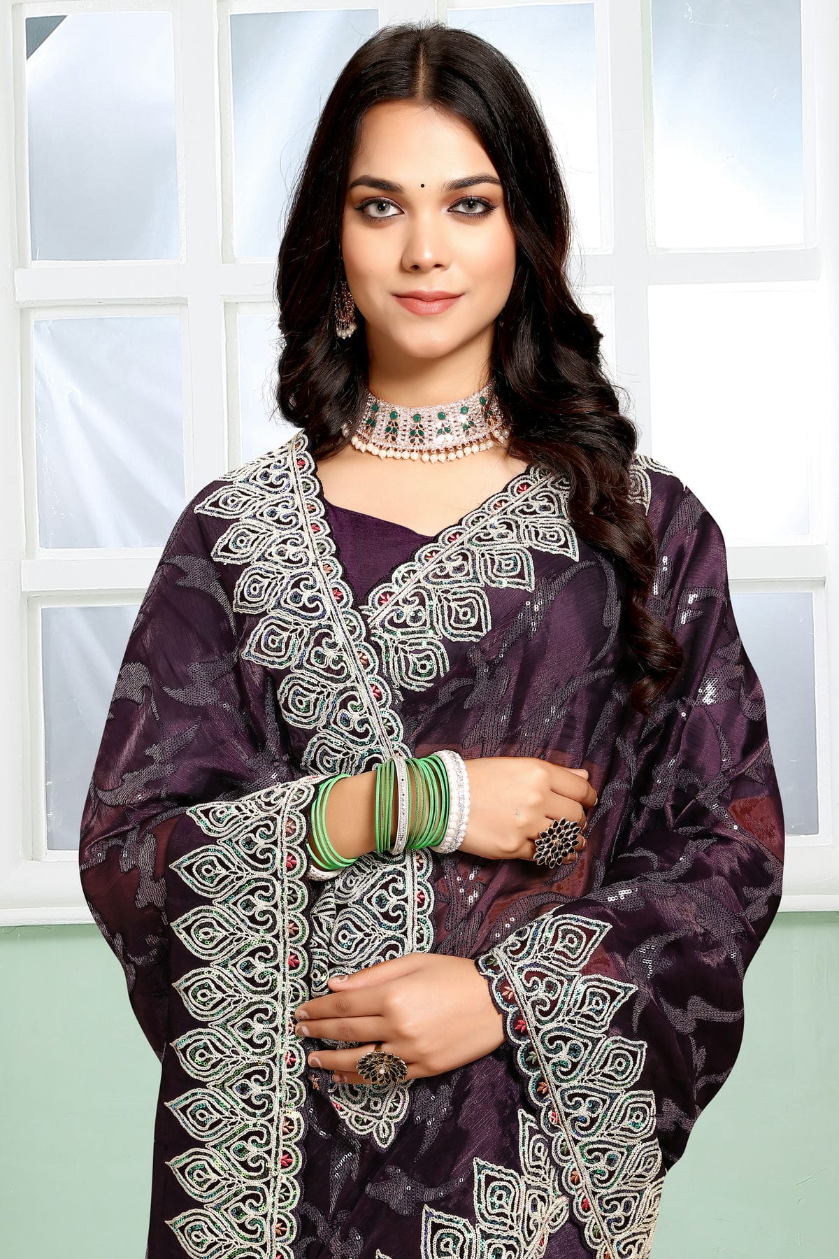 Purple Colour Jimmy Choo Silk Designer Saree VSLC1121711