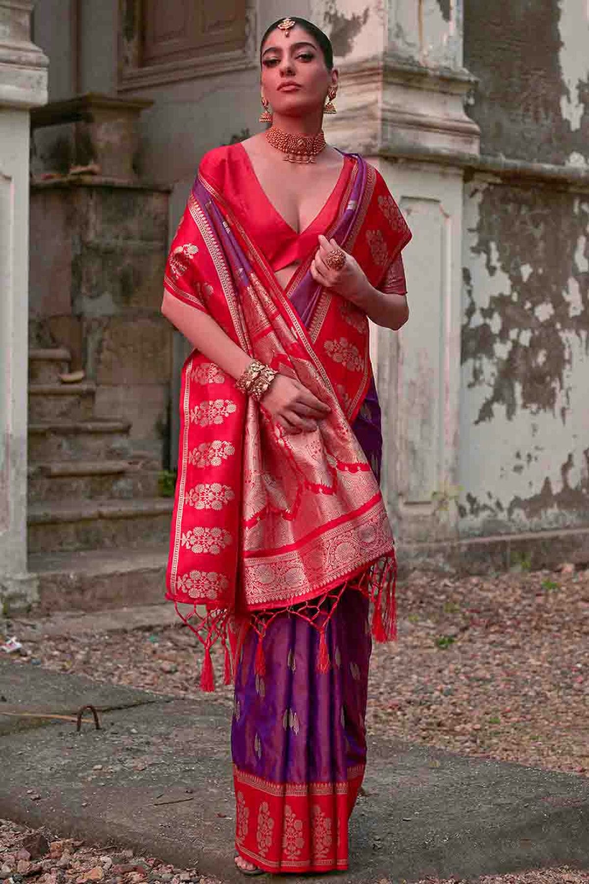Purple Colour Kanchi Silk Traditional Saree