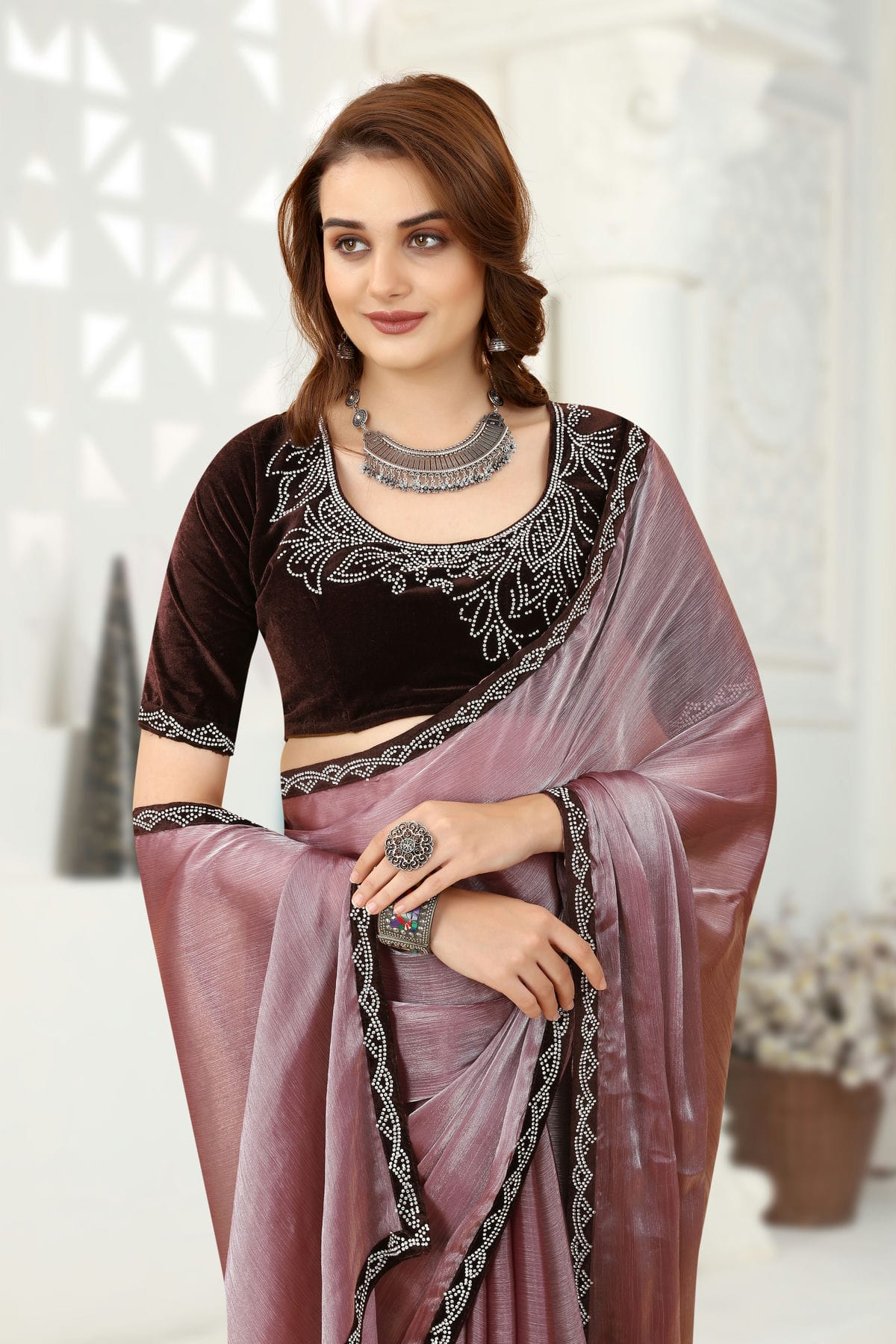 Purple Colour Organza Designer Saree VSLC1121354