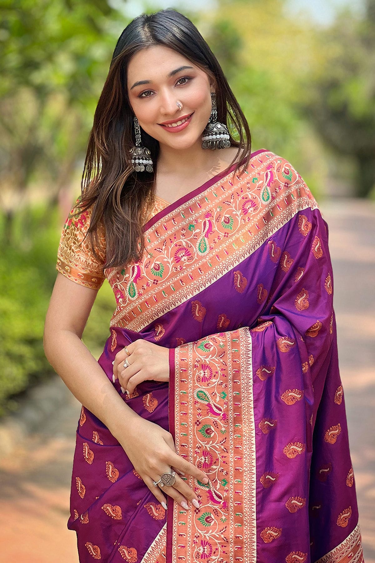 Purple Colour Paithani Silk Traditional Saree