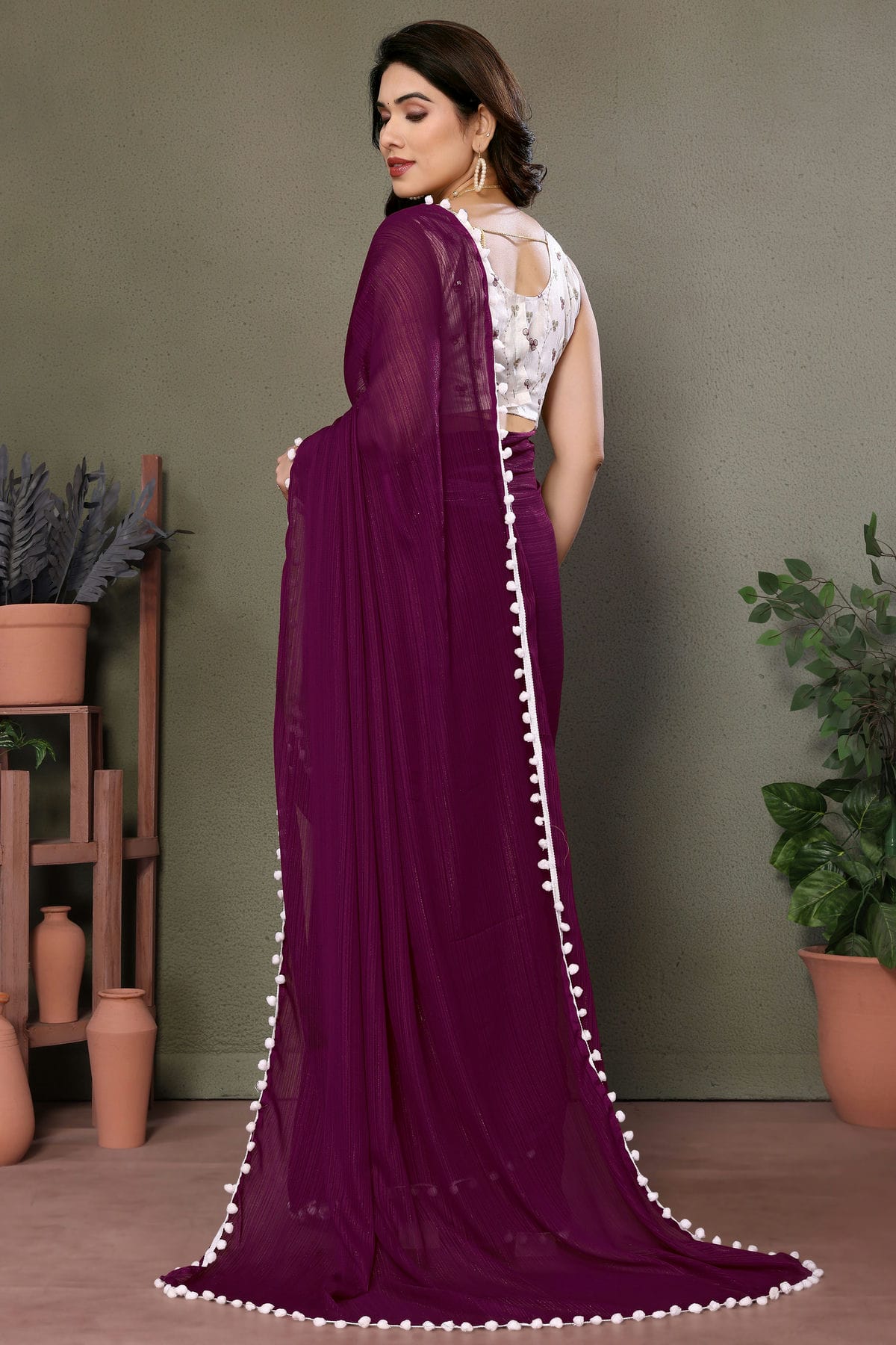 Purple Colour Polyester Saree VSSD1180182