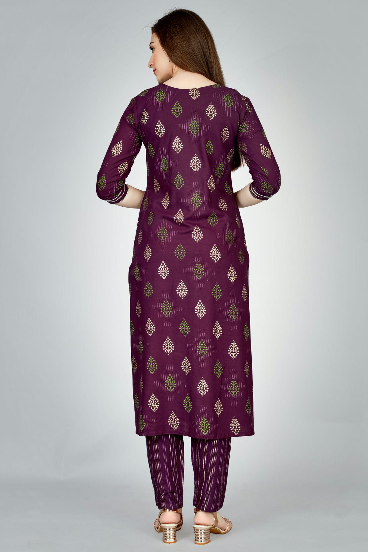 Purple Colour Rayon Kurta And Pant Set VSKR1111314