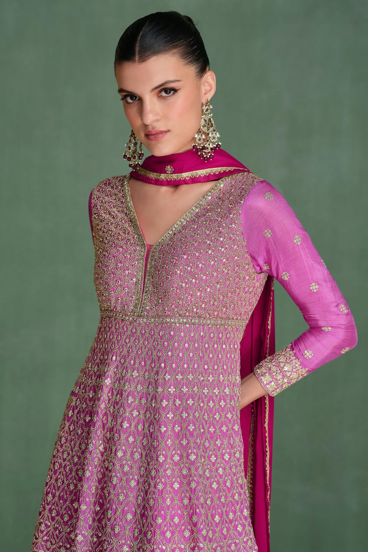 Purple Colour Semi Stitched Georgette Anarkali Suit VSSM1112782