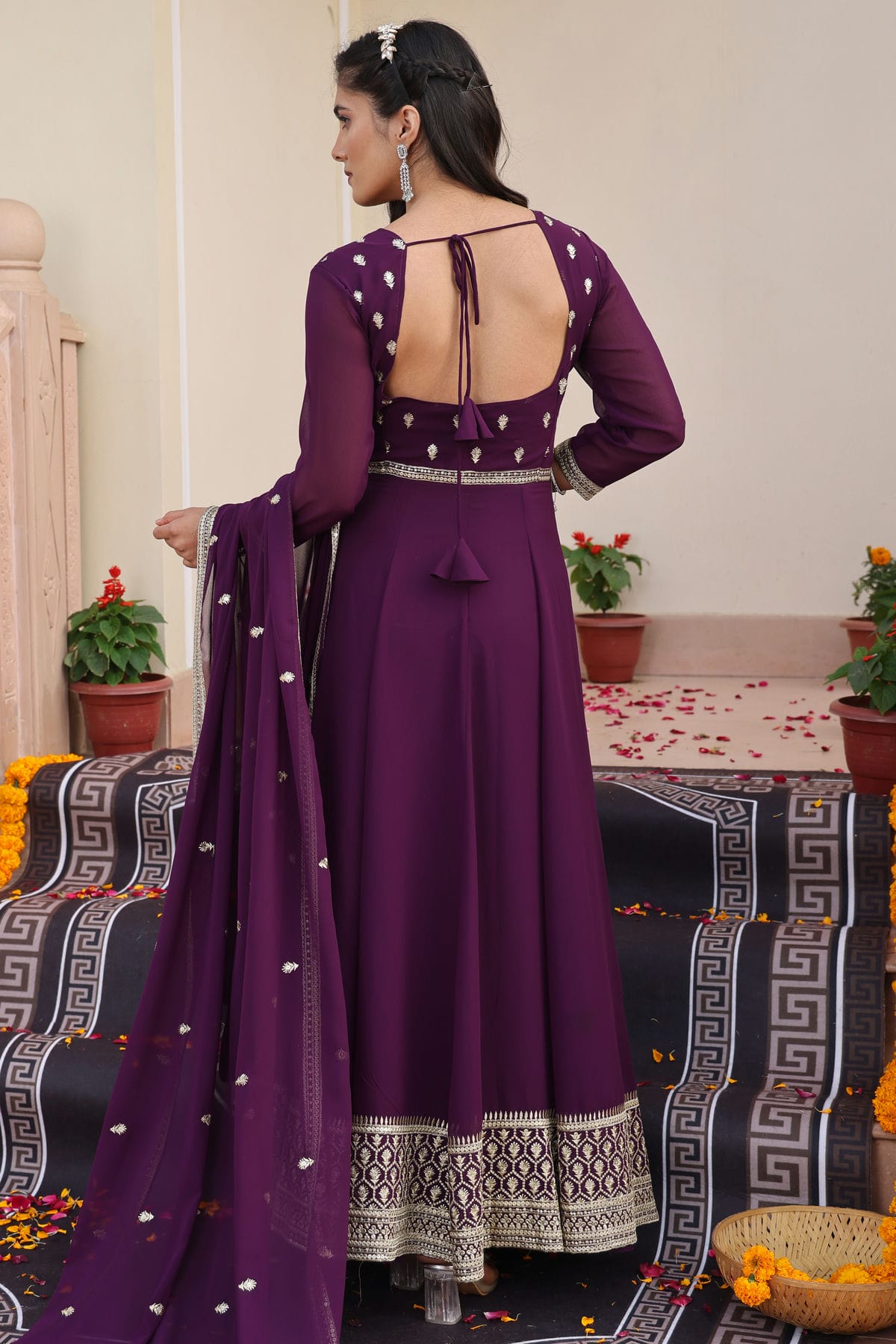 Purple Colour Semi Stitched Georgette Anarkali Suit VSSM1170031