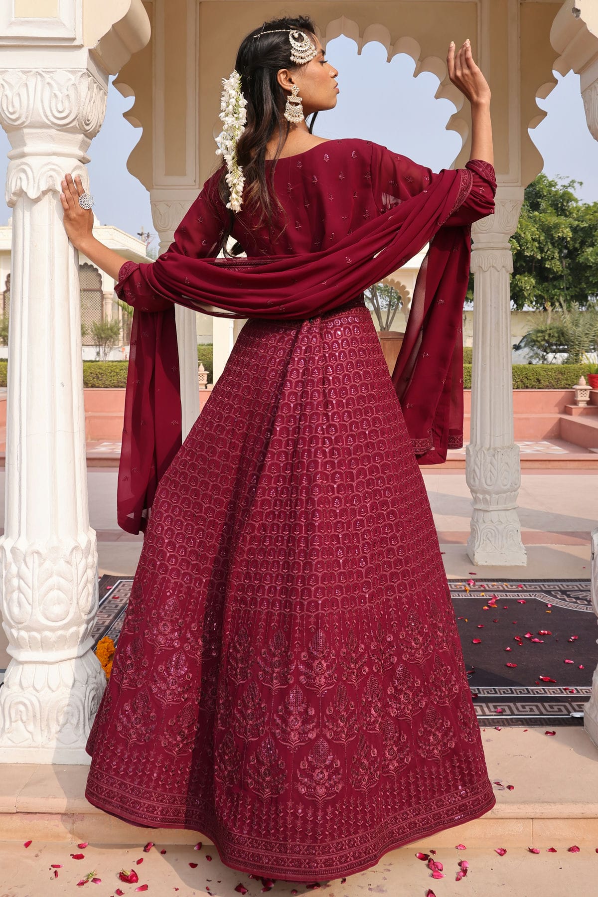 Purple Colour Semi Stitched Georgette Anarkali Suit VSSM1170035