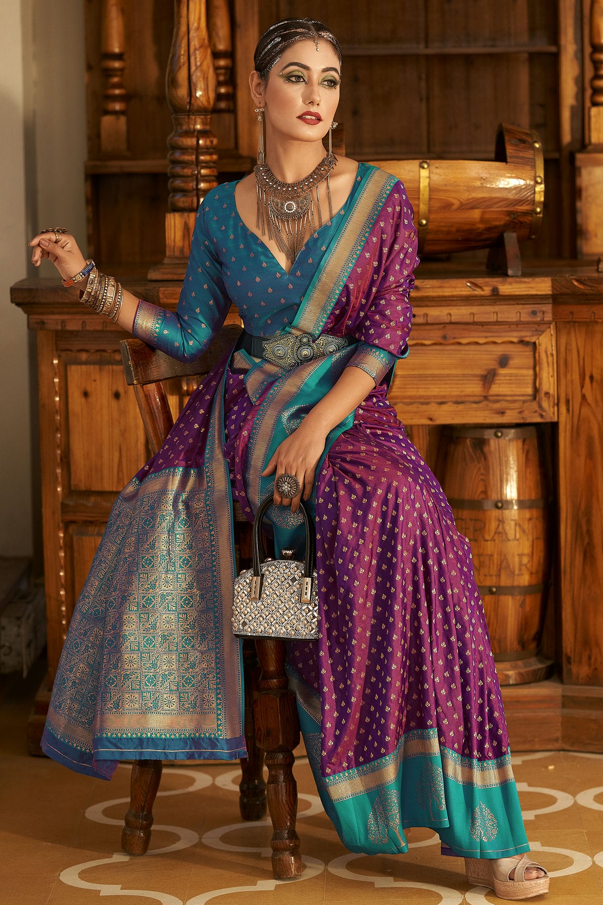 Purple Colour Soft Banarasi Silk Woven Work Saree VSSD1290088