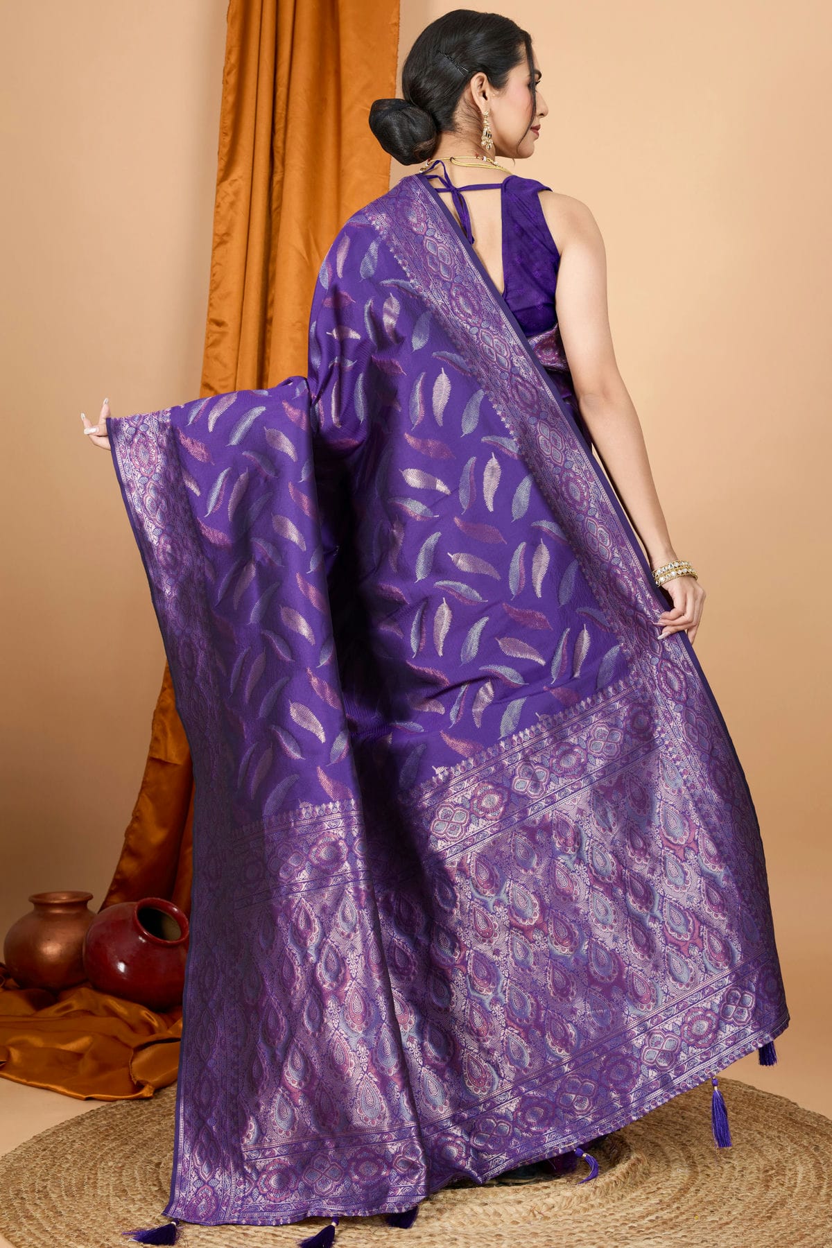 Purple Colour Soft Silk Woven Work Traditional Saree VSSD1113546